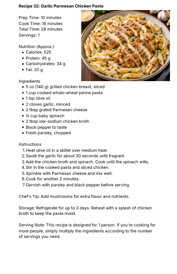 Recipe 32: Garlic Parmesan Chicken Pasta page