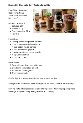 Recipe 62: Chocolate Berry Protein Smoothie page